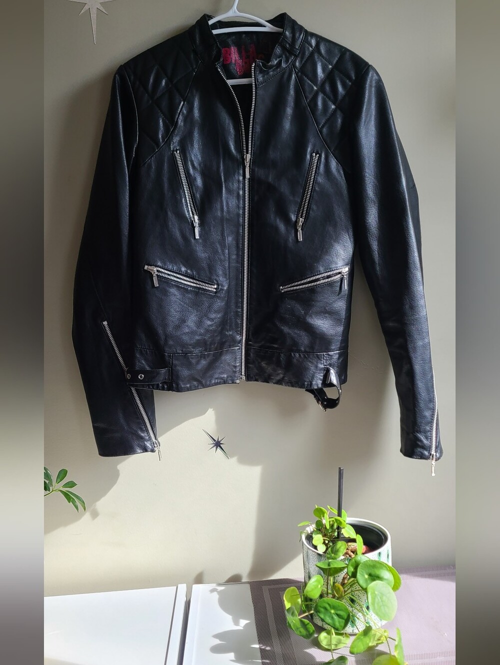 Vintage Y2K Billabong Genuine Leather Moto Jacket Black Grunge Size L